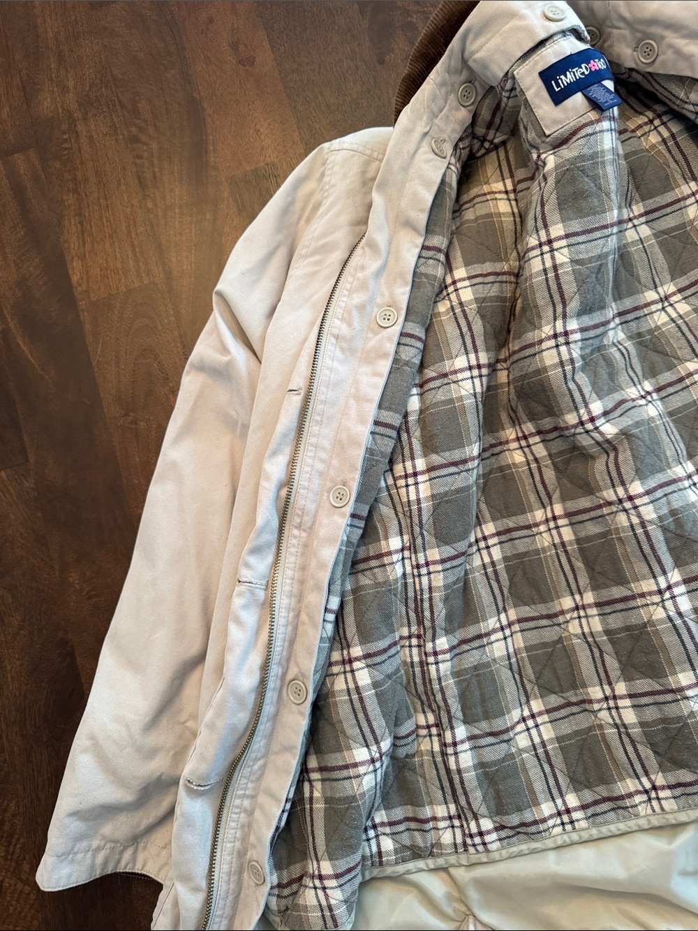 Limited Too RARE Vintage Zip up Chore Jacket Buttoned in Plaid Removeable Lining - Picture 9 of 15